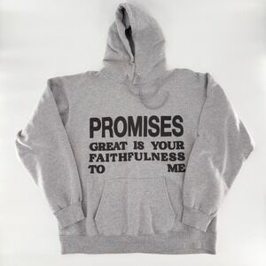 HANES PROMISES GREAT IS YOUR FAITHFULNESS TO ME Gray Graphic Hoodie Large